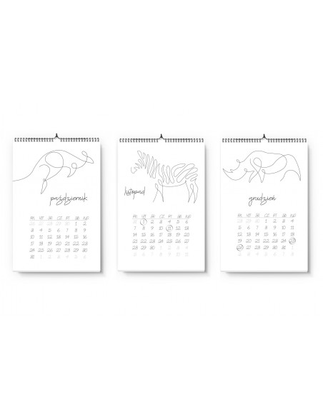 Kalendarz A3+ One Line Art WILD ANIMALS Oferta