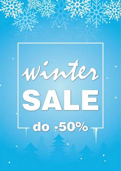 Plakat reklamowy winter SALE do -50%...