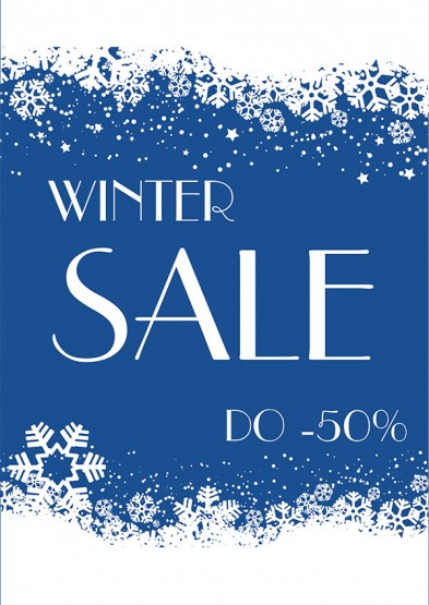 Plakat reklamowy winter SALE do -50%...